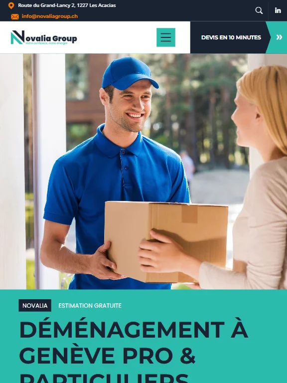 Novaliagroup.ch — version tablette, site WordPress déménagement responsive