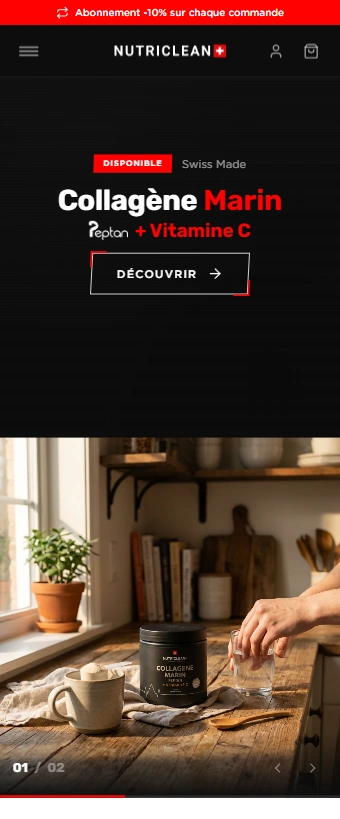 NutriClean — version mobile, e-commerce monoproduit Shopify Headless