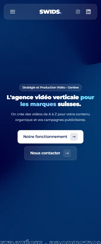 SWIDS — expérience Reels mobile, scroll snap vertical Next.js