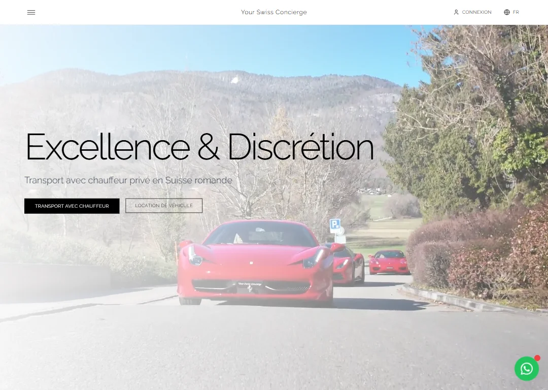 YourSwissConcierge.ch — plateforme de réservation chauffeur privé et location véhicule luxe Suisse développée par WEBDEVFRED