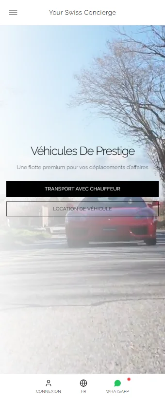 YourSwissConcierge — version mobile, réservation chauffeur privé Suisse